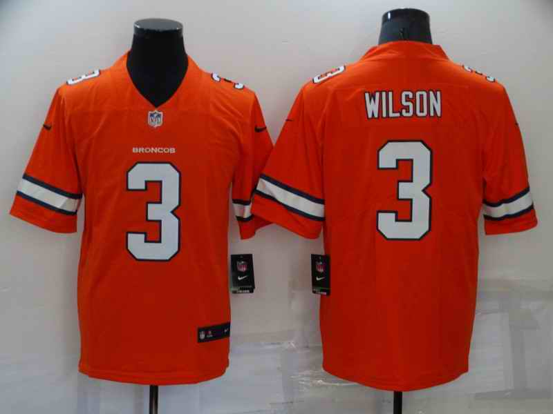 Men's Denver Broncos #3 Russell Wilson Orange Color Rush  Jersey