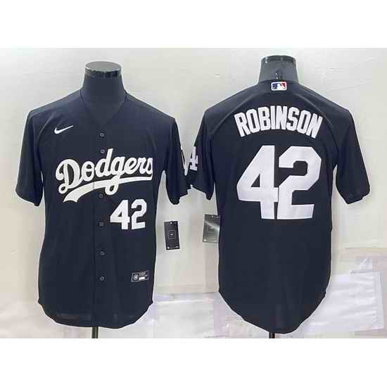 Men Los Angeles Dodgers #42 Jackie Robinson Black Cool Base Stitched Jersey