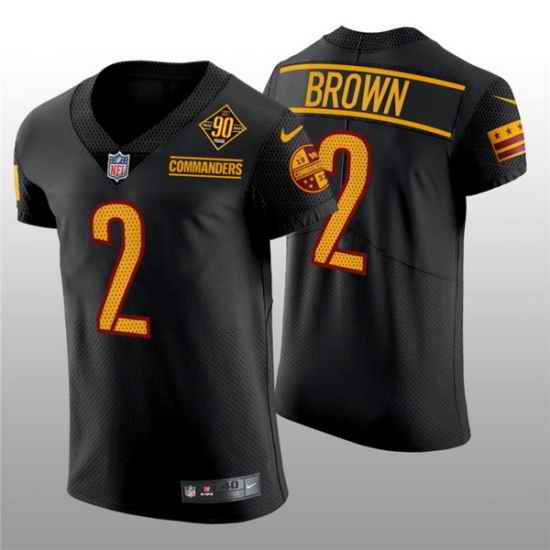 Men Washington Commanders #2 Dyami Brown 90th Anniversary Black Elite Stitched Jersey