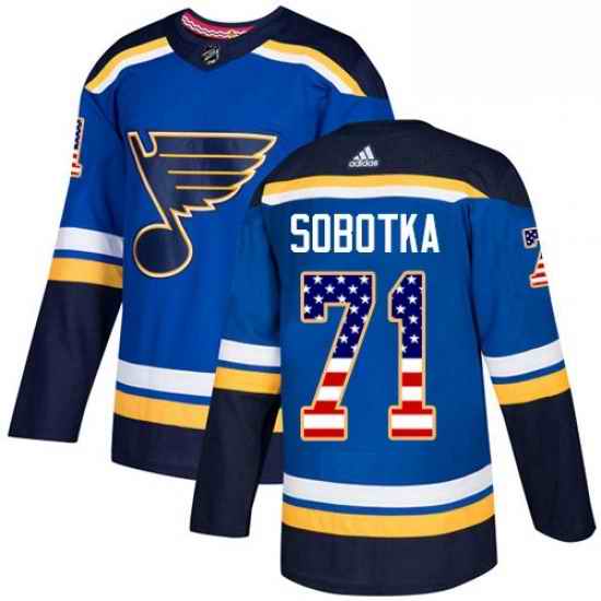 Mens Adidas St Louis Blues #71 Vladimir Sobotka Authentic Blue USA Flag Fashion NHL Jersey