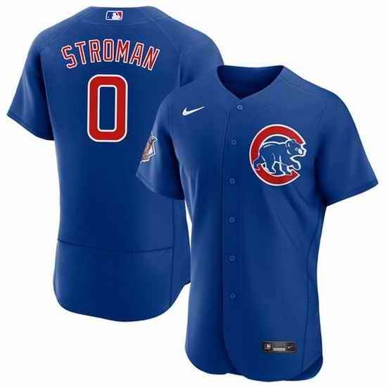 Men Chicago Cubs #0 Marcus Stroman Blue Flex Base Stitched Jerse
