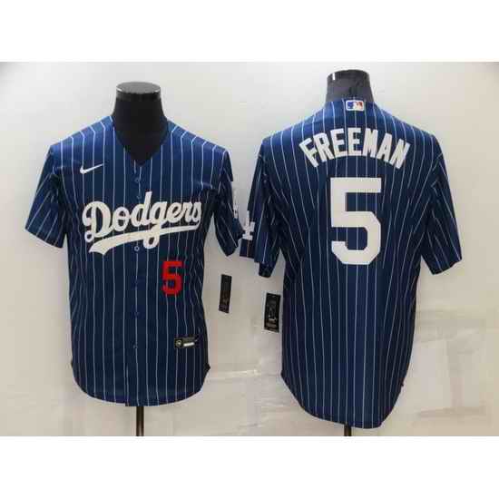 Men Los Angeles Dodgers #5 Freddie Freeman Navy Cool Base Stitched jersey