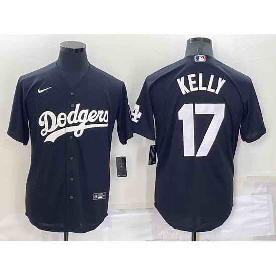 Men Los Angeles Dodgers #17 Joe Kelly Black Cool Base Stitched Baseball Jersey