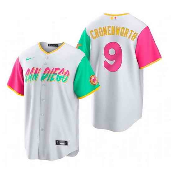 Men San Diego Padres #9 Jake Cronenworth 2022 White City Connect Cool Base Stitched Jersey