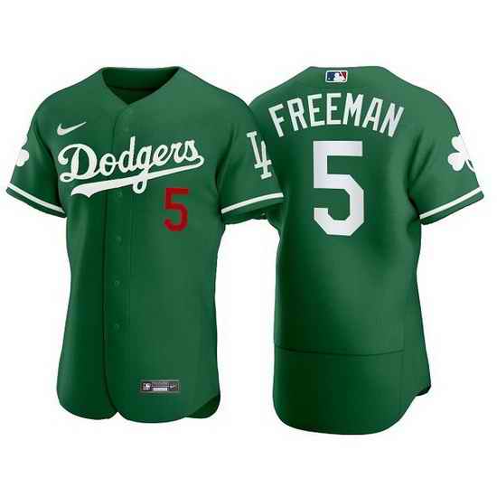 Men Los Angeles Dodgers #5 Freddie Freeman Green Flex Base Stitched jersey