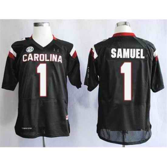 Men South Carolina Gamecocks Deebo Samuel #1 Maroon Black Football Jersey