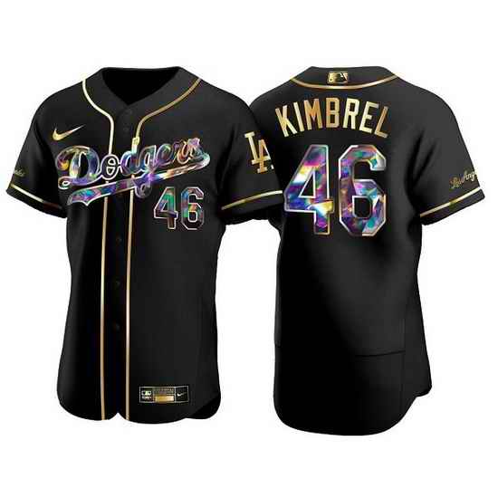 Men Los Angeles Dodgers #46 Craig Kimbrel Black Gold Flex Base Stitched jersey