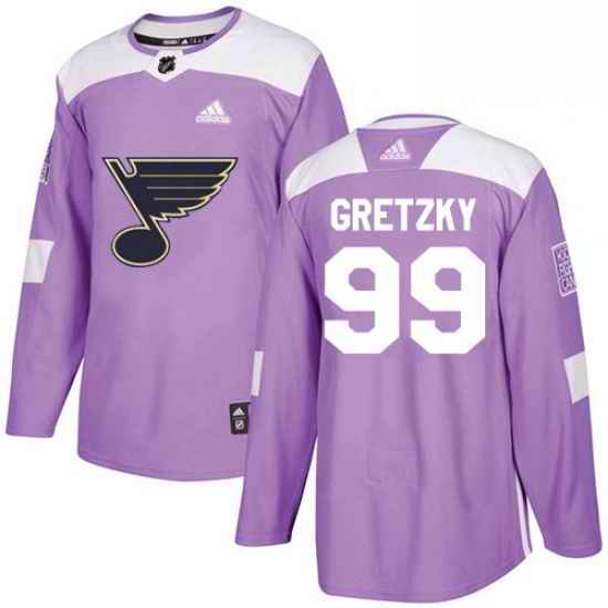 Mens Adidas St Louis Blues #99 Wayne Gretzky Authentic Purple Fights Cancer Practice NHL Jersey