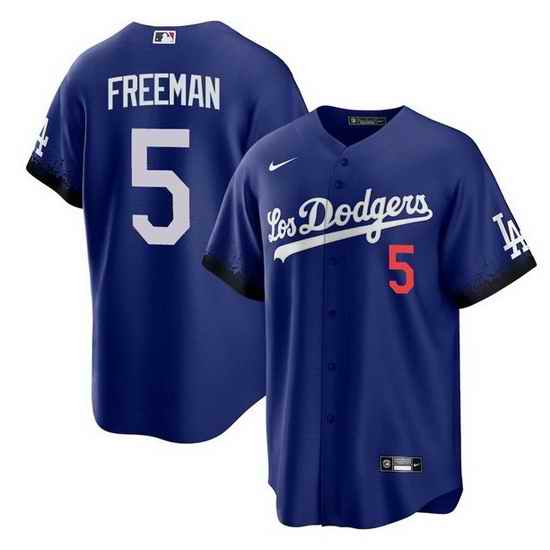 Men Los Angeles Dodgers #5 Freddie Freeman Royal City Connect Cool Base Stitched Baseball jersey