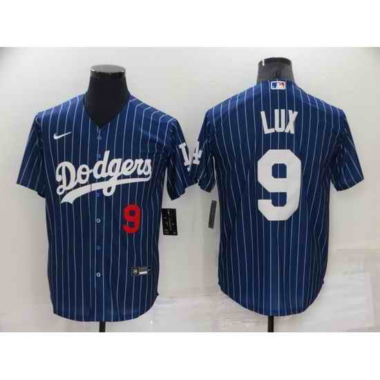 Men Los Angeles Dodgers #9 Gavin Lux Navy Cool Base Stitched Jerseys