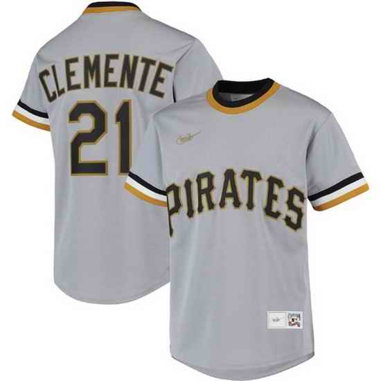 Men Pittsburgh Pirates #21 Roberto Clemente Grey Stitched jersey