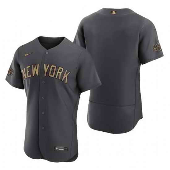 Men New York Yankees Blank 2022 All Star Charcoal Flex Base Stitched Baseball Jersey