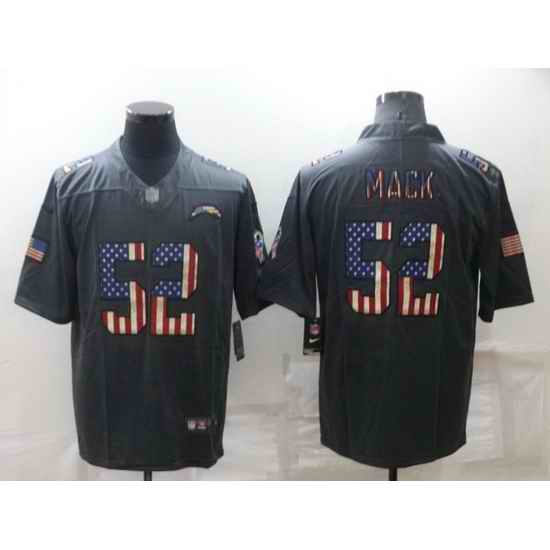 Men Los Angeles Chargers #52 Khalil Mack Grey Salute To Service USA Flag Stitched jersey