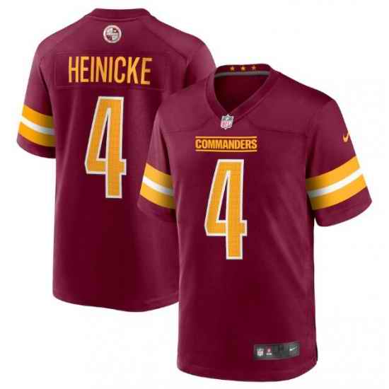 Men Washington Commanders #4 Taylor Heinicke 2022 Burgundy Game Stitched Jersey