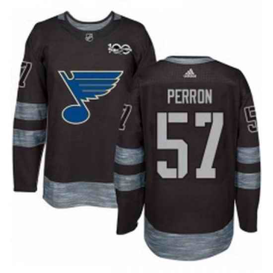 Mens Adidas St Louis Blues #57 David Perron Authentic Black 1917 2017 100th Anniversary NHL Jersey