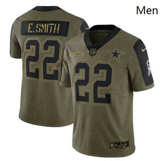 Men's Dallas Cowboys Emmitt Smith Nike Olive 2021 Salute To Service Retired Player Limited Jersey