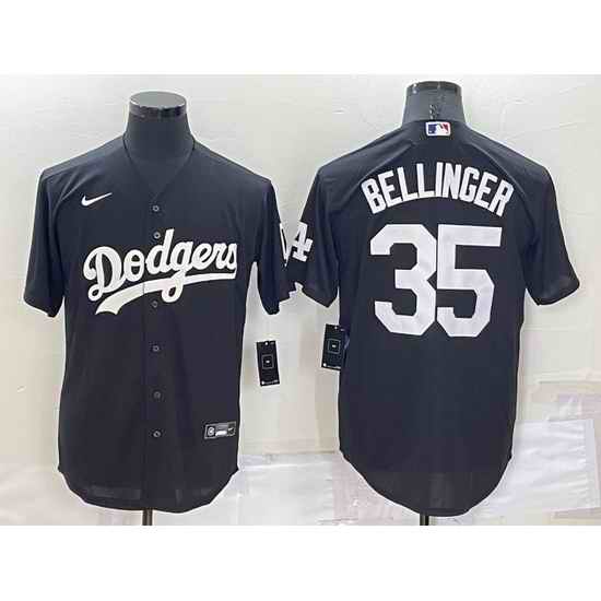 Men Los Angeles Dodgers #35 Cody Bellinger Black Cool Base Stitched Jerseyys