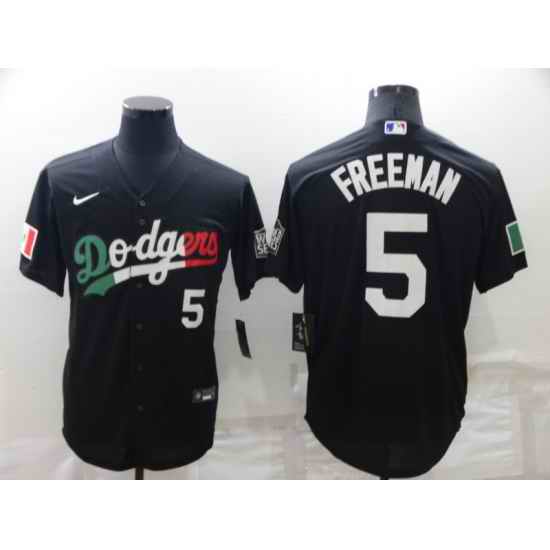 Men Los Angeles Dodgers #5 Freddie Freeman Black Cool Base Stitched Baseball Jersey