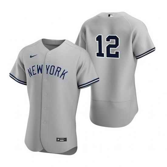Men New York Yankees #12 Isiah Kiner Falefa Grey Flex Base Stitched jersey