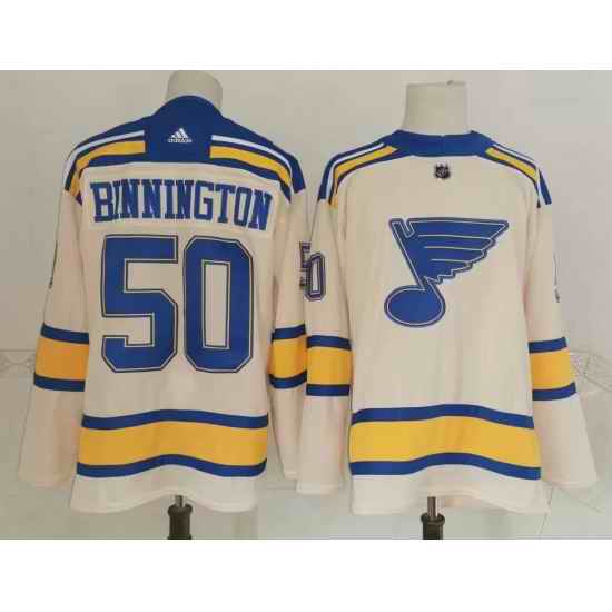 Men St Louis Blues #50 Jordan Binnington Cream 2022 Winter Classic Authentic Jersey