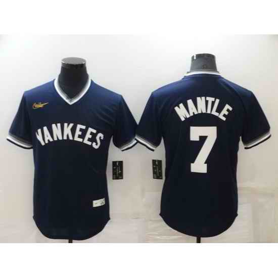 Men New York Yankees #7 Mickey Mantle Navy Stitched Baseball jersey