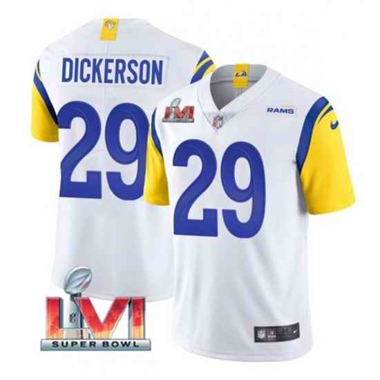 Nike Los Angeles Rams #29 Eric Dickerson White 2022 Super Bowl LVI Vapor Limited Jersey