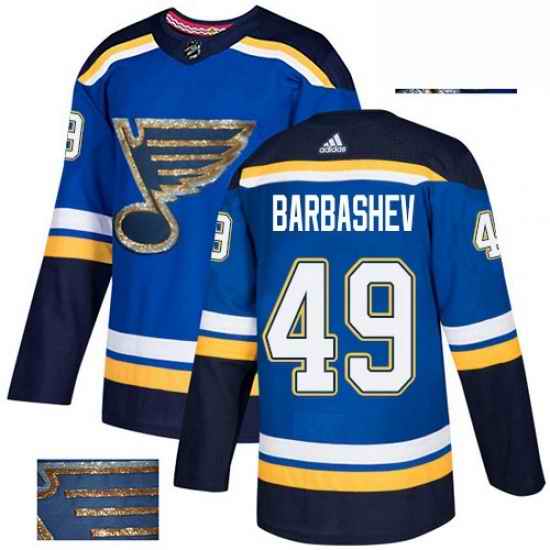 Mens Adidas St Louis Blues #49 Ivan Barbashev Authentic Royal Blue Fashion Gold NHL Jersey