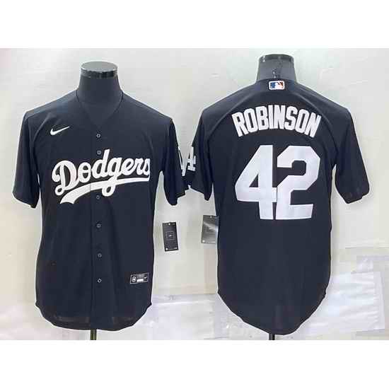 Men Los Angeles Dodgers #42 Jackie Robinson Black Cool Base Stitched Jerseyy