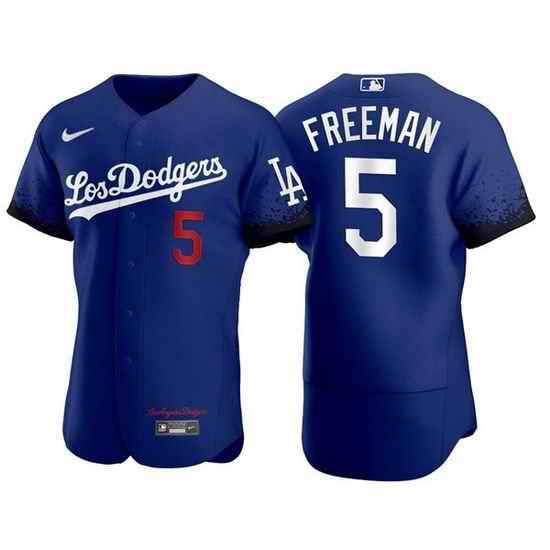 Men Los Angeles Dodgers #5 Freddie Freeman Royal City Connect Flex Base Stitched jersey