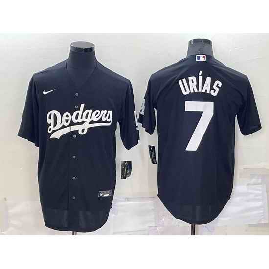 Men Los Angeles Dodgers #7 Julio Urias Black Cool Base Stitched Jerseyy