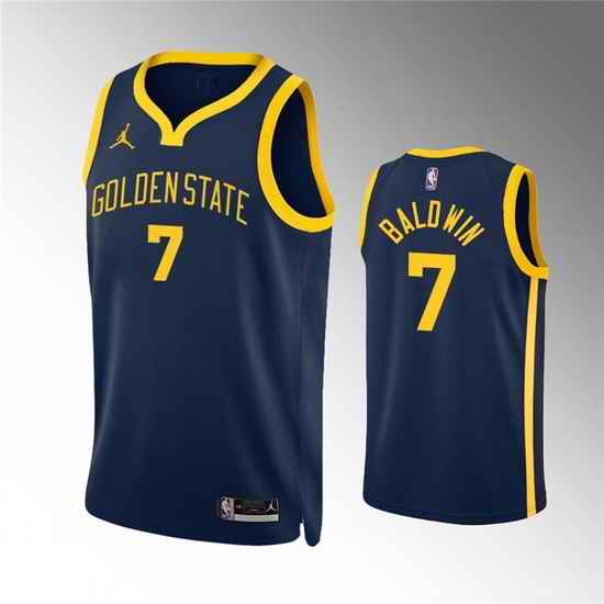 Men Golden State Warriors #7 Patrick Baldwin Jr  Navy Statement EditionStitched Jersey
