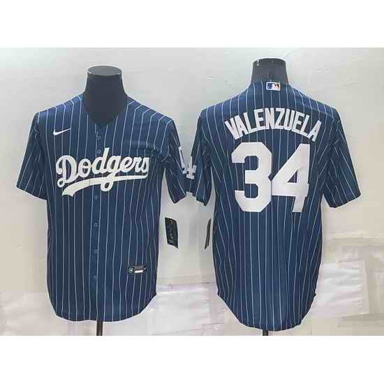 Men Los Angeles Dodgers #34 Toro Valenzuela Navy Cool Base Stitched Baseball Jersey