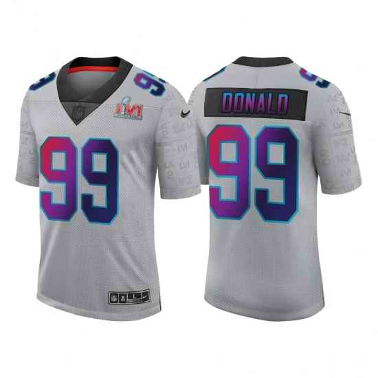 Men Los Angeles Rams #99 Aaron Donald 2022 Grey Super Bowl LVI Limited Stitched Jersey
