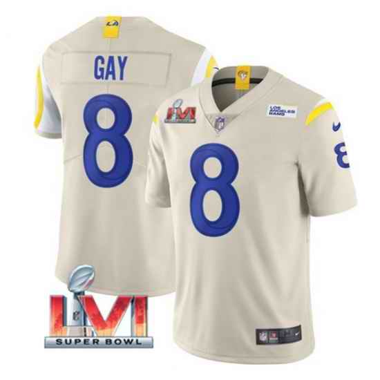 Nike Los Angeles Rams #8 Matt Gay Bone 2022 Super Bowl LVI Vapor Limited Jersey