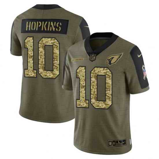 Men Arizona Cardinals #10 DeAndre Hopkins 2021 Salute To Service Olive Camo Limited Stitched Jersey