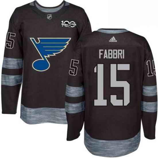 Mens Adidas St Louis Blues #15 Robby Fabbri Authentic Black 1917 2017 100th Anniversary NHL Jersey