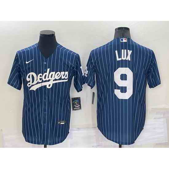 Men Los Angeles Dodgers #9 Gavin Lux Navy Cool Base Stitched Jersey