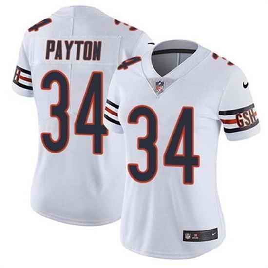 Women Chicago Bears #34 Walter Payton White Vapor Untouchable Limited Stitched Jersey
