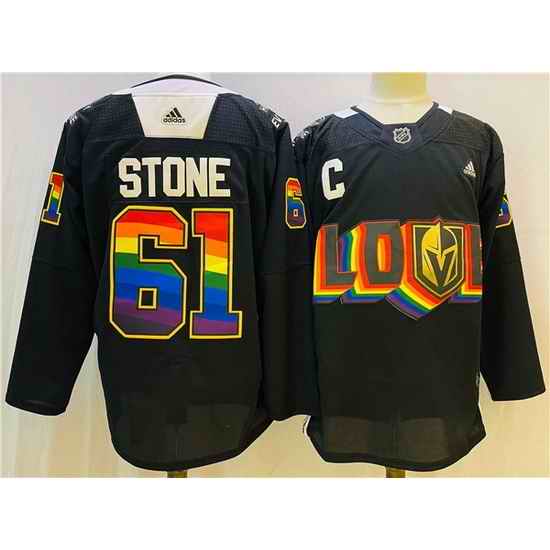 Men Vegas Golden Knights #61 Mark Stone 2022 Black Pride Night Stitched Jersey