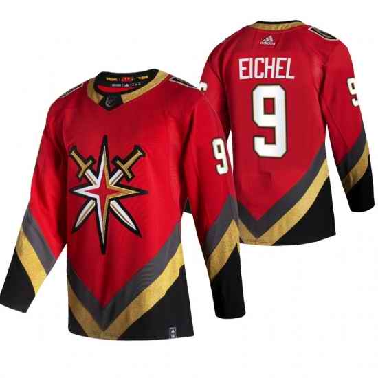 Men Vegas Golden Knights #9 Jack Eichel Red 2021 Reverse Retro Jersey