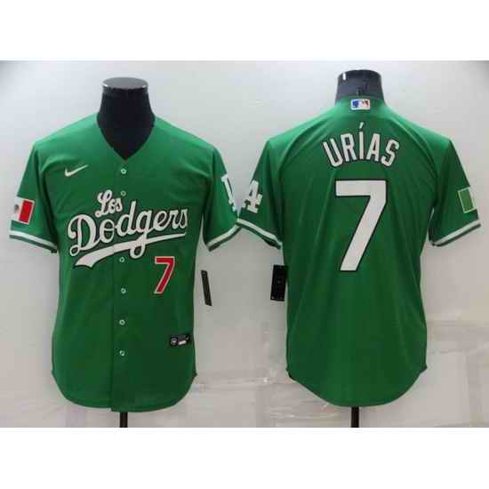 Men Los Angeles Dodgers #7 Julio Urias Green Stitched Baseball jersey