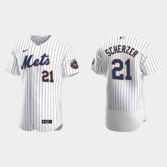 Men New York Mets #21 Max Scherzer White Flex Base Stitched jersey