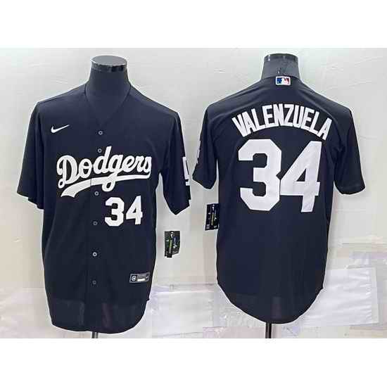 Men Los Angeles Dodgers #34 Toro Valenzuela Black Cool Base Stitched Baseball Jersey