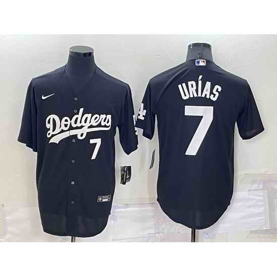 Men Los Angeles Dodgers #7 Julio Urias Black Cool Base Stitched Jersey