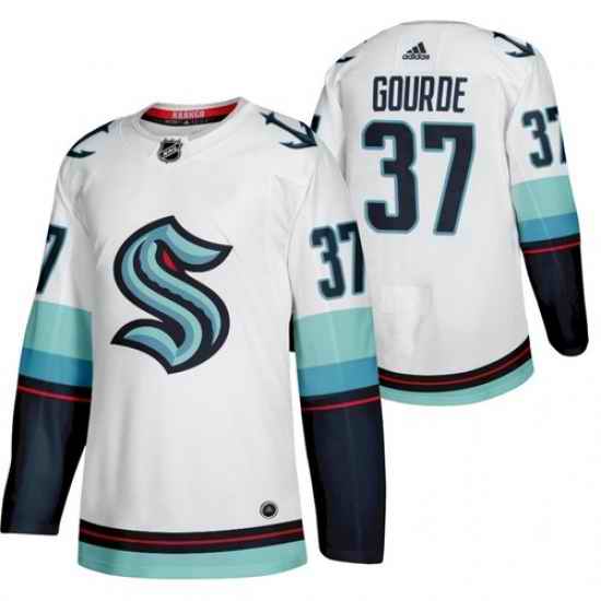 Men Seattle #37 Kraken Yanni Gourde 2022 Away White Jersey