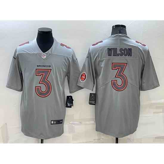 Men Denver Broncos #3 Russell Wilson Grey Atmosphere Fashion Stitched Jersey