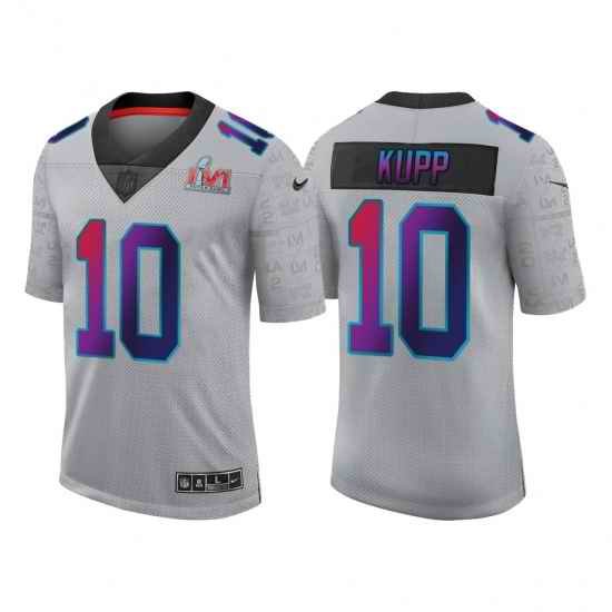Men Los Angeles Rams #10 Cooper Kupp 2022 Grey Super Bowl LVI Limited Stitched Jersey