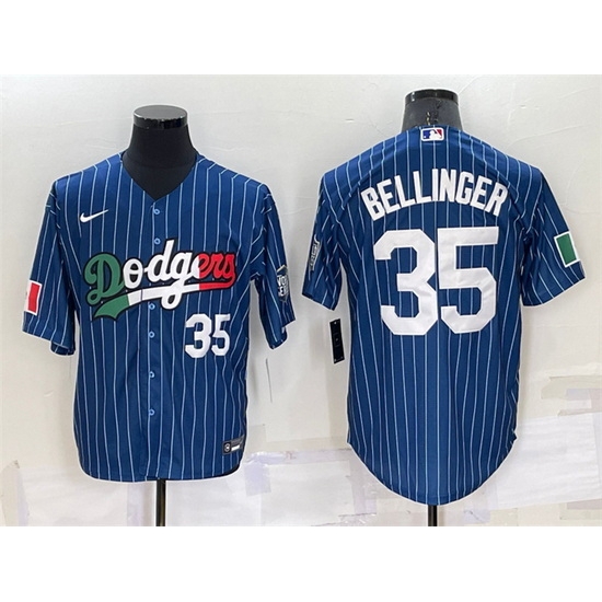 Men Los Angeles Dodgers #35 Cody Bellinger Navy Mexico World Series Cool Base Stitched Baseball Jersey