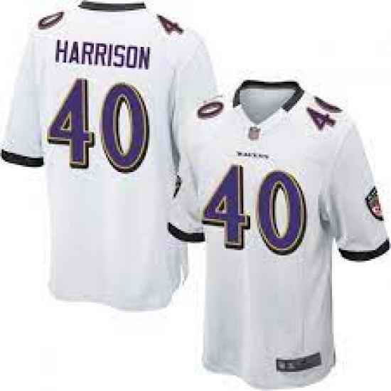 Men's Baltimore Ravens Malik Harrison #40 Nike White Vapor Limited Jersey