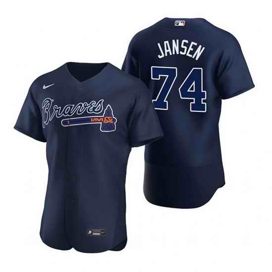 Men Atlanta Braves #74 Kenley Jansen Navy Flex Base Stitched Baseball jersey